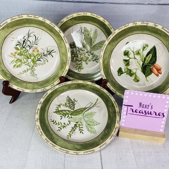 American Atelier Bouquet Garni BUTTERNUT 5075 Stoneware Salad Lunch Plate Set 4